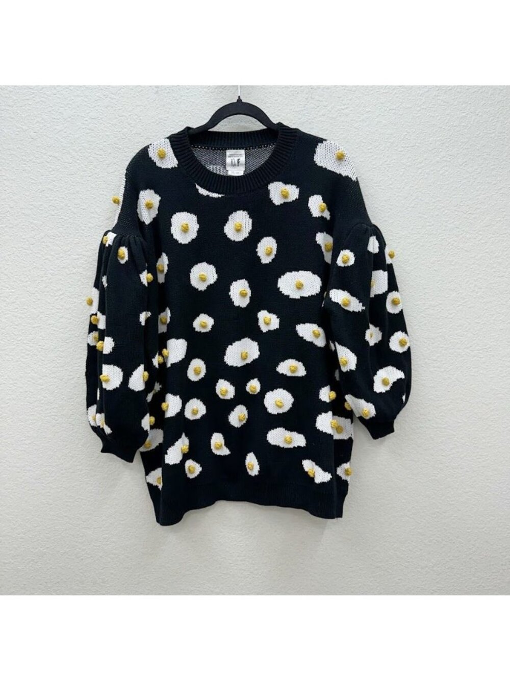 Fashion Brand Co Penelope Gazin Black Knit Egg Sweater Puff Sleeve Women 3XL/4XL - Picture 1 of 7